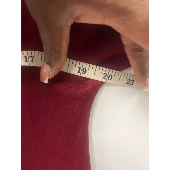 Casual Red Midi Dress Short Sleeves V-Neck Relaxed Fit - Picture 6 of 6